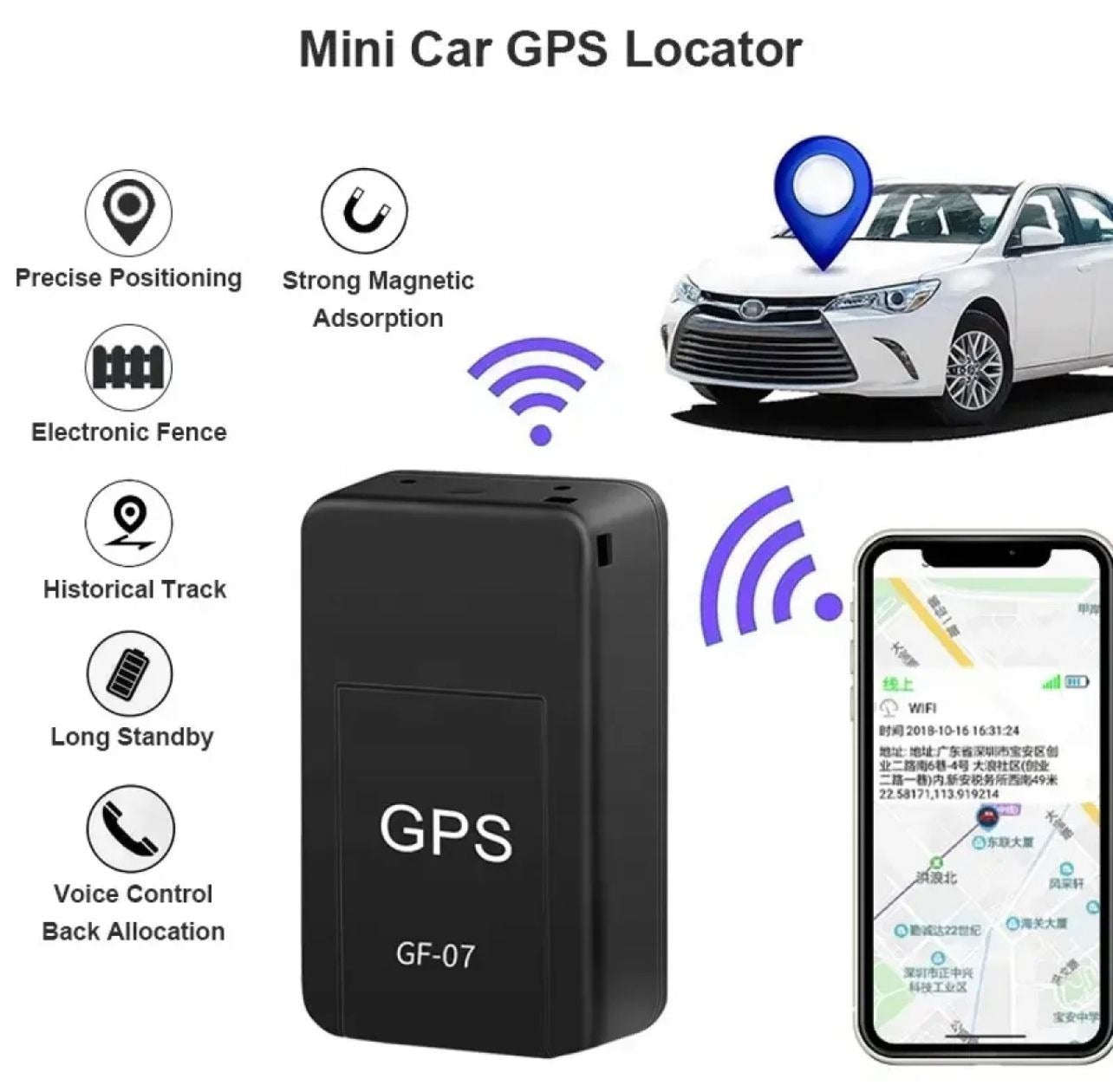 GF07 Wireless Mini Magnetic GPS Tracker Car Mobile Bike Bag Tracking Device